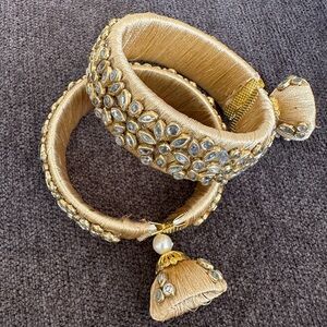 Elegant Gold and Silver Embellished Bangles